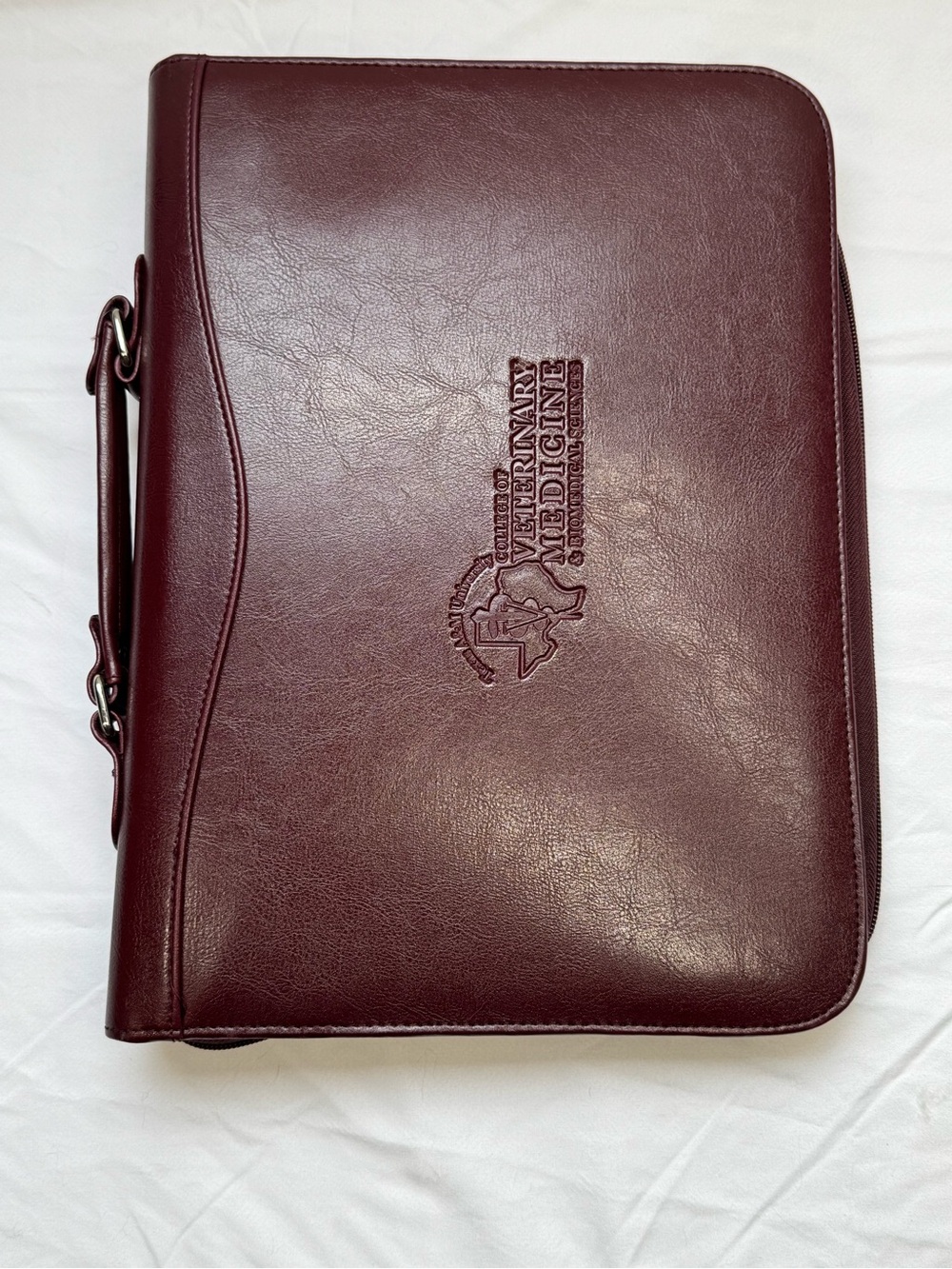 Texas A&M Vet Med Embossed Leather Portfolio Maroon Aggies Grad Gift DVM